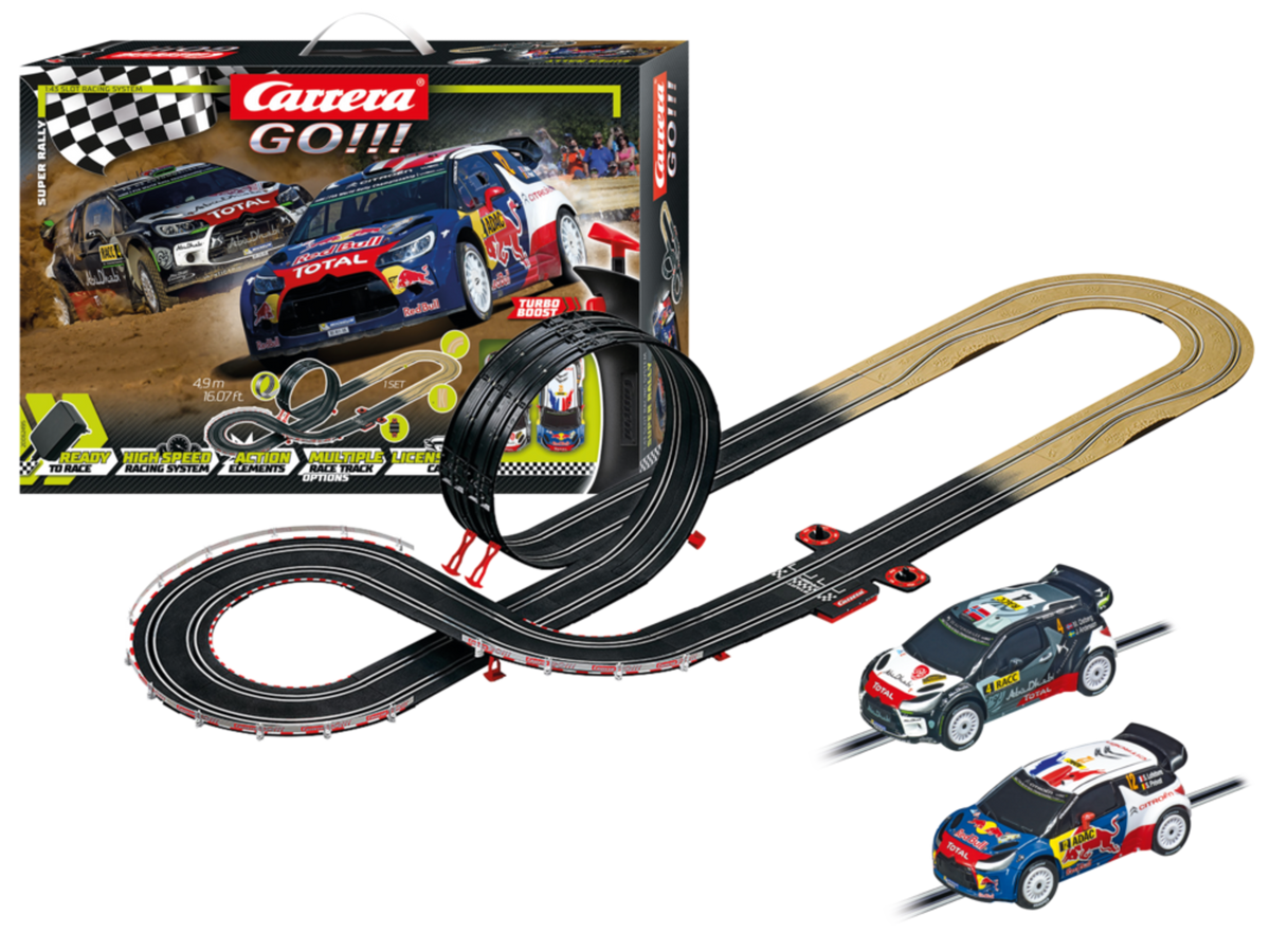Carrera GO!!! Super Rally - Circuit de curse Rally 4,9 m cu Citroën DS3 WRC | Scara 1:43 | 6+ ani