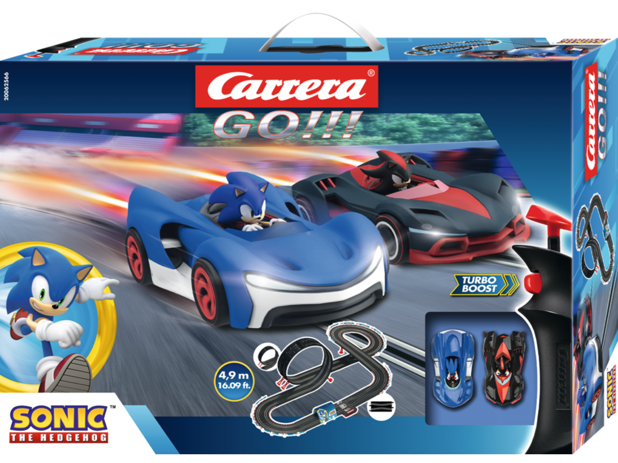 Carrera GO!!! Sonic the Hedgehog - Circuit de curse 4,9 m cu Sonic și Shadow | Scara 1:43 | 6+ ani
