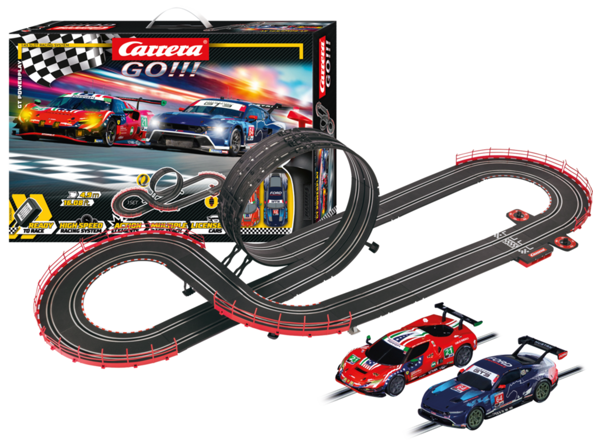 Carrera GO!!! GT - Circuit de curse 4,9 m cu Ford Mustang GT3 și Ferrari 296 GT3 | Scara 1:43 | 6+ ani