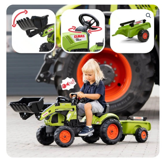 Tractor Falk cu pedale, Claas Arion 410, cu excavator și capotă cu deschidere FK2040ML