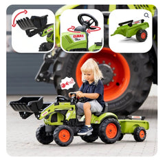 Tractor Falk cu pedale, Claas Arion 410, cu excavator și capotă cu deschidere FK2040ML