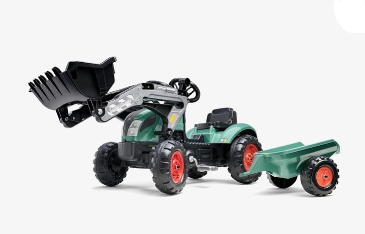 Tractor Falk cu pedale, remorcă și excavator, verde vintage FK2054ML