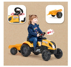 Tractor Falk cu pedale și remorcă, galben FK2055L Mighty Builder