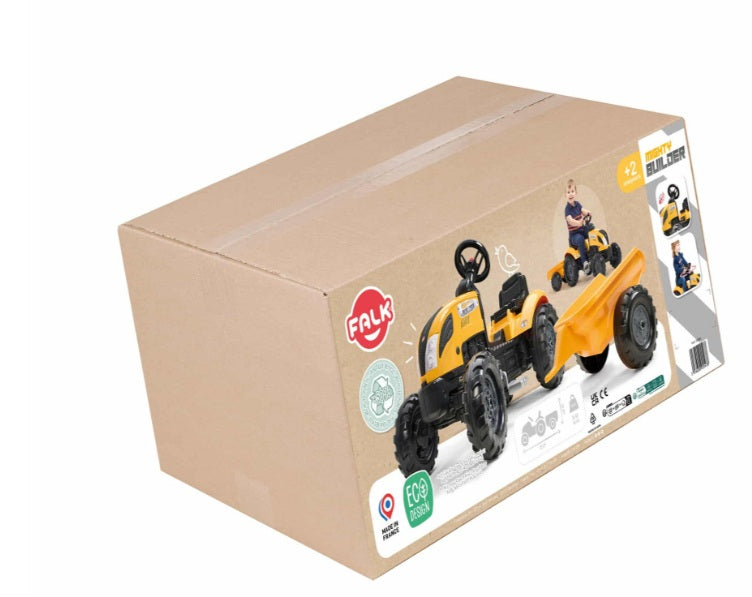 Tractor Falk cu pedale și remorcă, galben FK2055L Mighty Builder