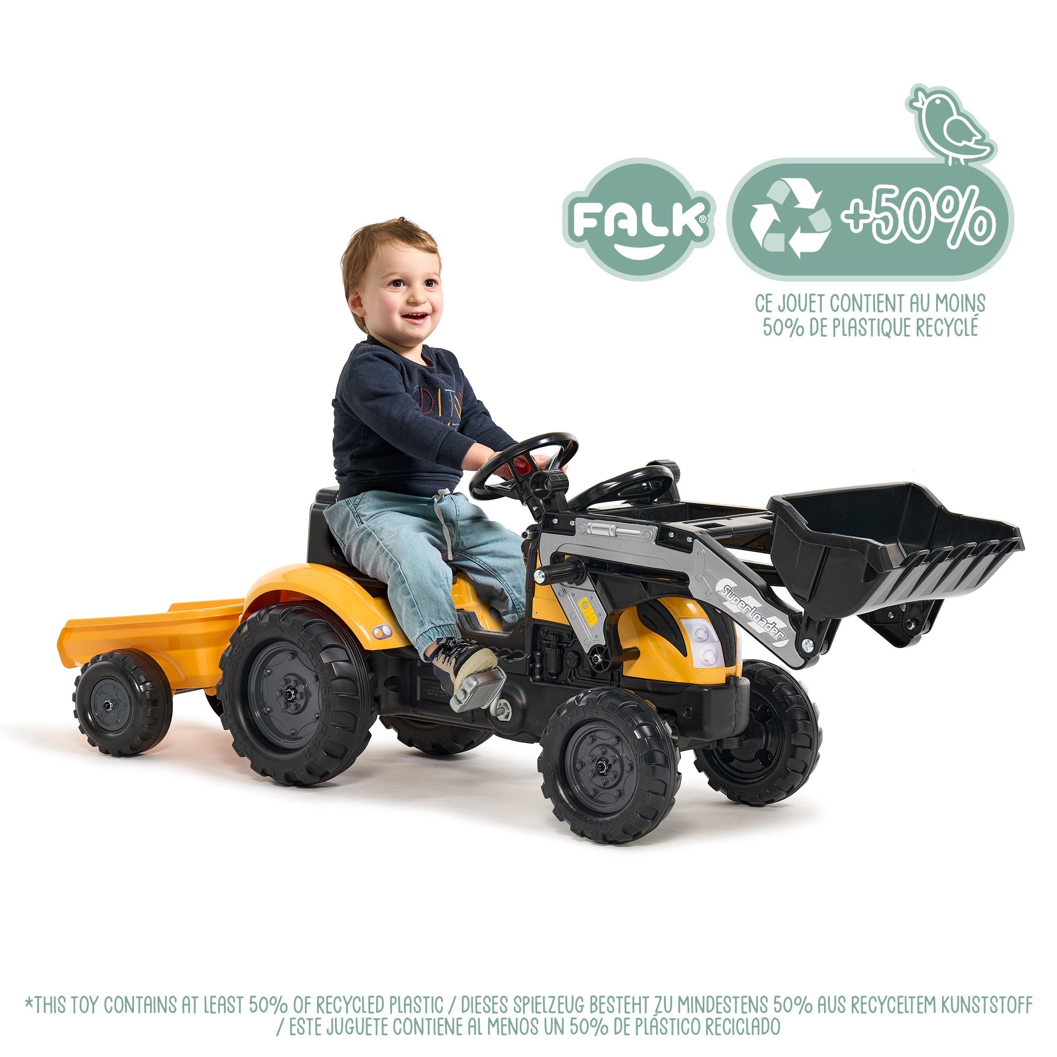 Tractor Falk Farmer cu remorcă galbena FK2055ML