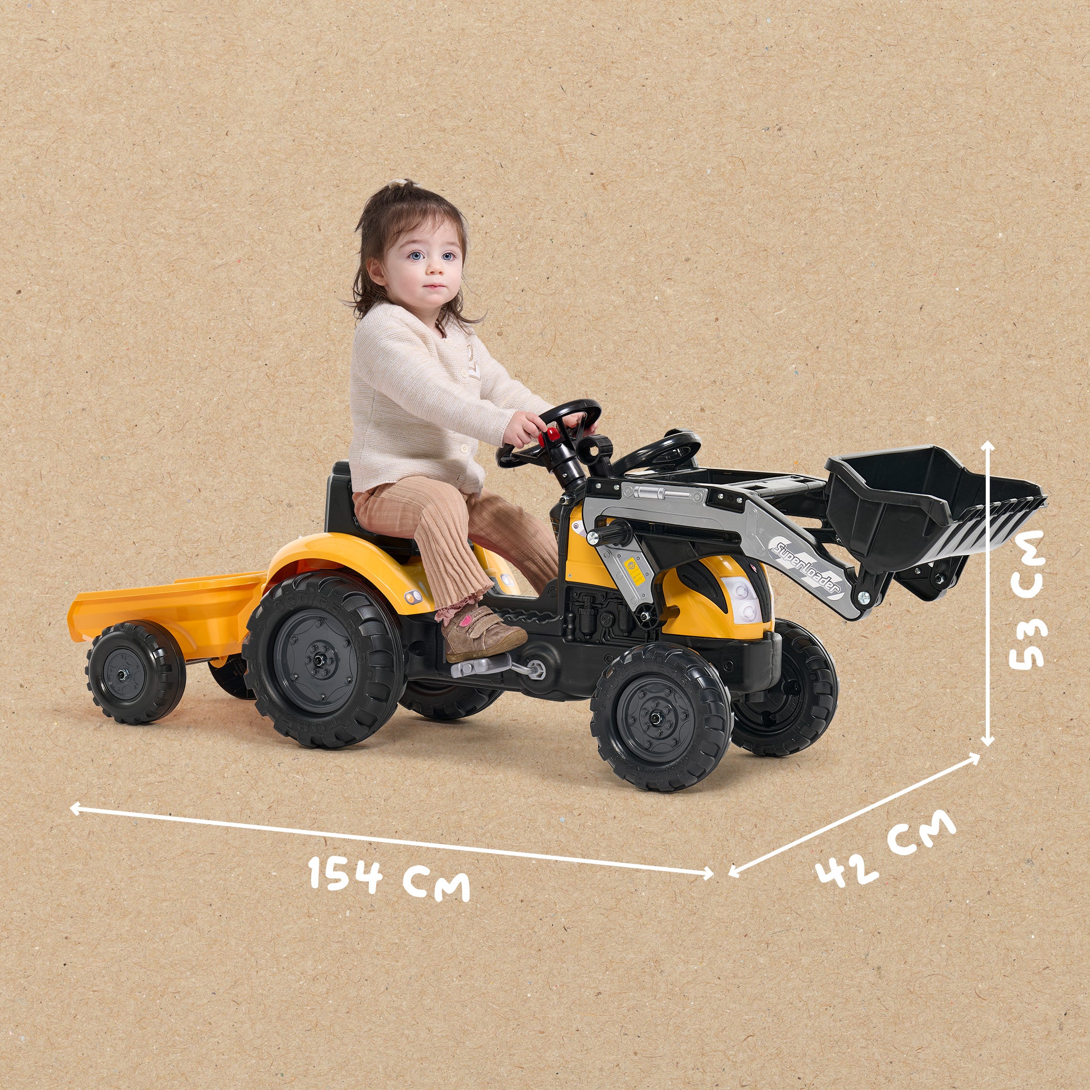 Tractor Falk Farmer cu remorcă galbena FK2055ML