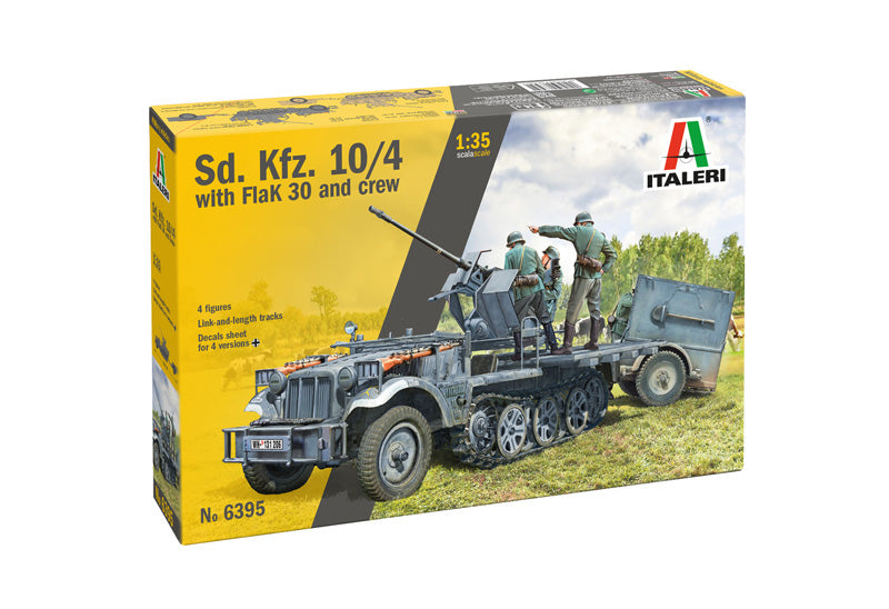 Macheta militara de construit Vehicul Sd. Kfz. 10/4 with FlaK 30  Scara 1:35 Italeri 6395