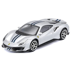 Macheta Bburago 1/24 Ferrari 488Pista Argintiu Cu Dungi Albe Bb26000-26026