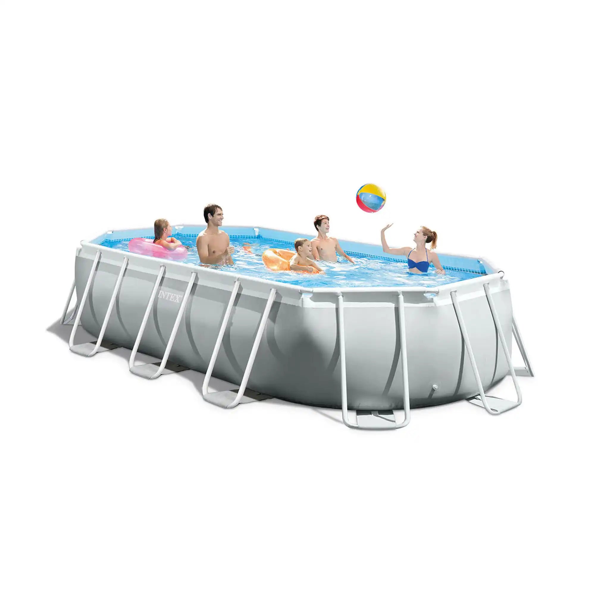 INTEX Piscina ovala Intex Prism cadru metalic, cu pompa de filtrare si scara inclusa, 5m x 2.74m x 1.22m, IX26796