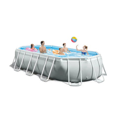 INTEX Piscina ovala Intex Prism cadru metalic, cu pompa de filtrare si scara inclusa, 5m x 2.74m x 1.22m, IX26796