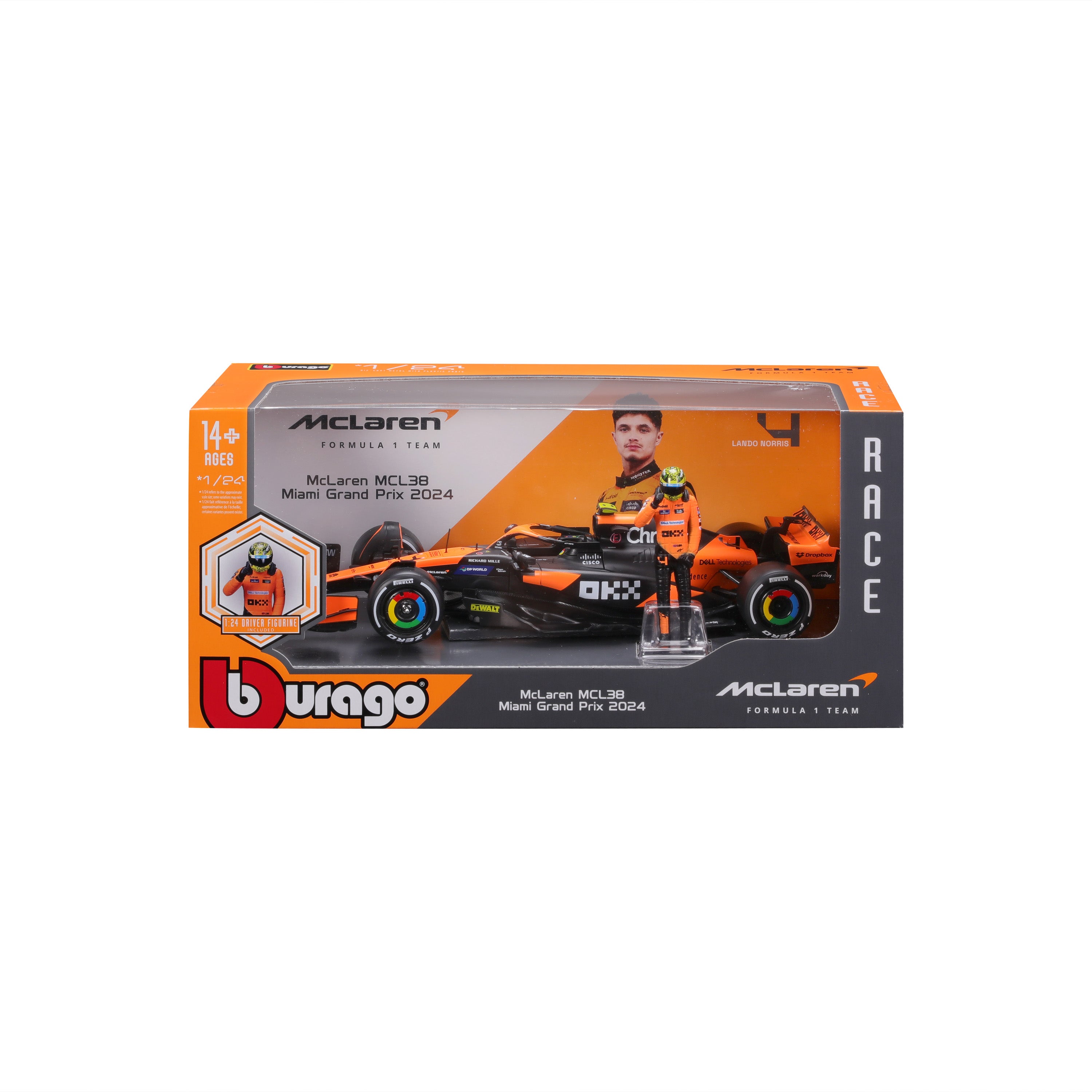 Macheta Bburago 1:24 Formula-Cu Figura-Mclaren Mcl38 #4 Lando Norris Bb28040/4