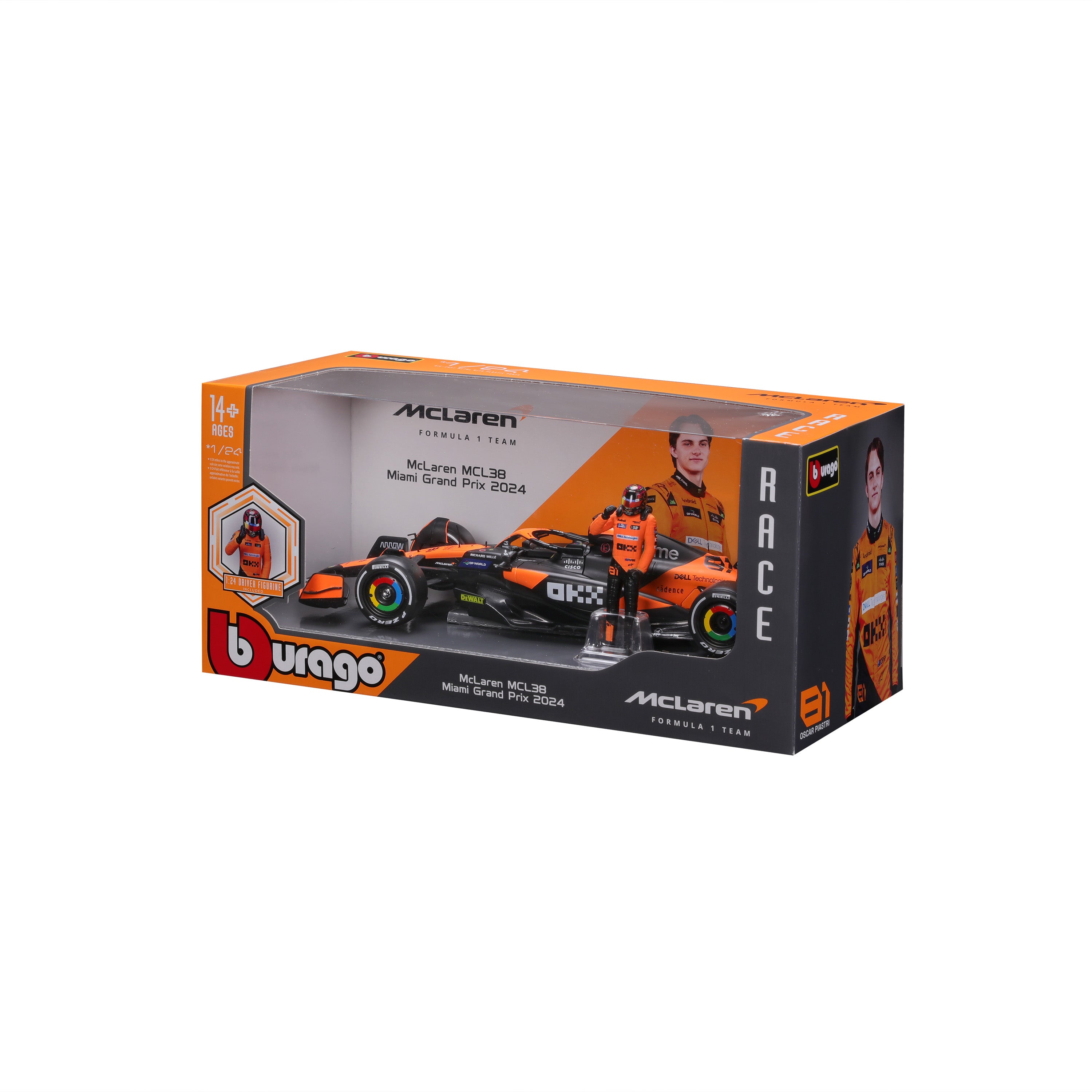Macheta Bburago 1:24 Formula-Cu Figura-Mclaren Mcl38 #81 Oscar Piastri Bb28040/81