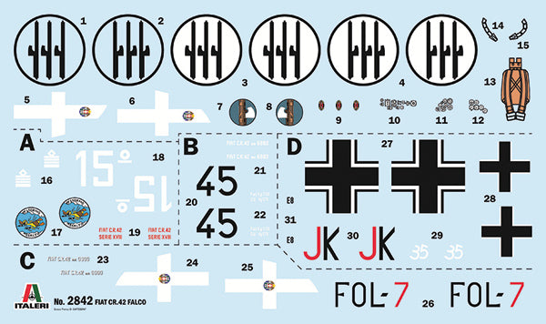 MACHETA ITALERI AVION FIAT CR42 FALCO ASSAULT NIGHT FIGHTER IT2842S