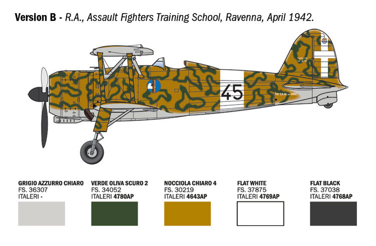 MACHETA ITALERI AVION FIAT CR42 FALCO ASSAULT NIGHT FIGHTER IT2842S