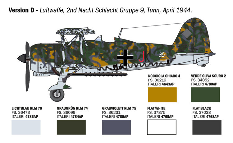 MACHETA ITALERI AVION FIAT CR42 FALCO ASSAULT NIGHT FIGHTER IT2842S