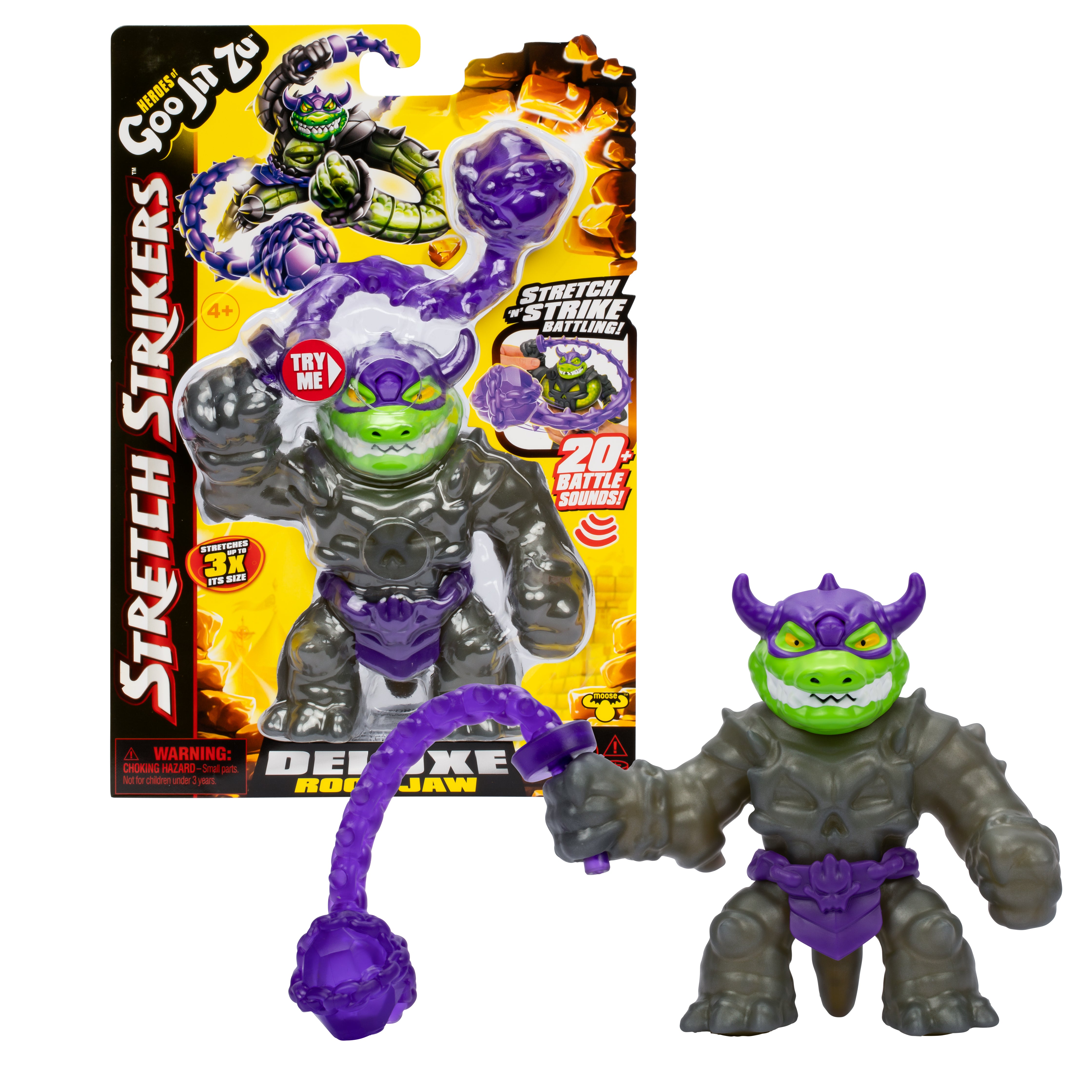 Figurina Goo Jit Zu Stretch Strikers Pachet Erou Deluxe Rockjaw GOJ42930-42932