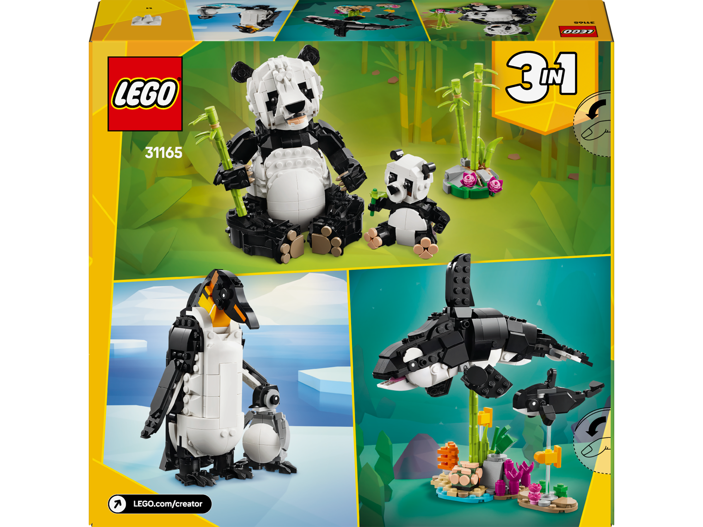 LEGO® Creator 3 in 1 - Animale salbatice: Familia de ursi panda 31165, 626 piese