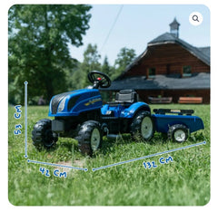 Tractor Falk Claas cu excavator și remorcă, albastru FK3080AB