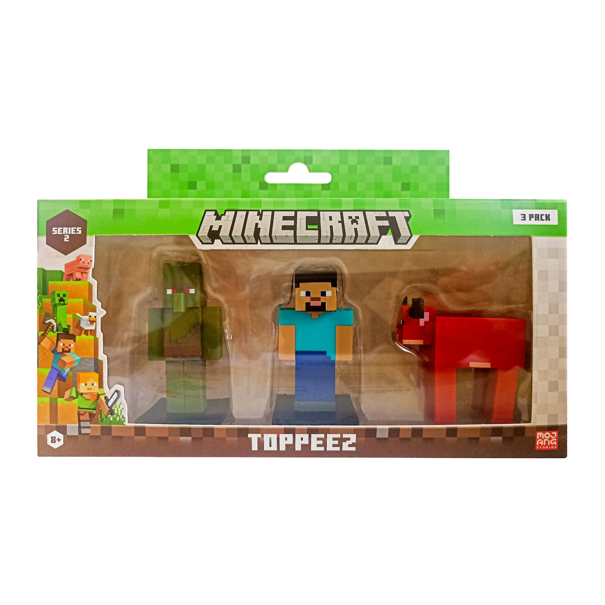 Figurine Minecraft Topeez 3 Buc In Cutie Zombie Villager Steve Warm Cow Pmimc2221Zsw