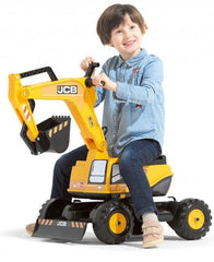 Excavator Falk pentru copii cu scaun si casca de deschidere, galben