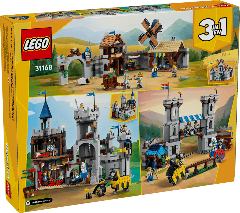 LEGO® Creator 3 in 1 - Castel medieval cu cai si cavaleri 31168, 1371 piese