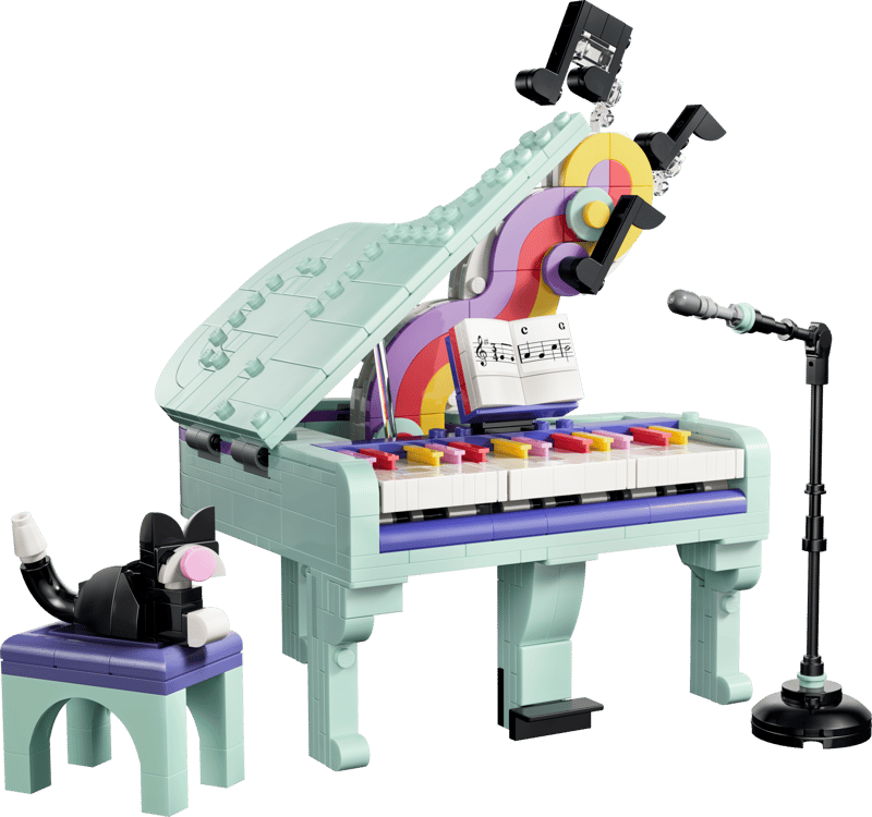 Set de constructie LEGO® Creator 3 in 1 Pian decorativ cu o pisica 31392, Jucarii pentru Copii, Jucarii pentru Fete si Baieti, Idee de Cadou pentru Copii, 485 piese
