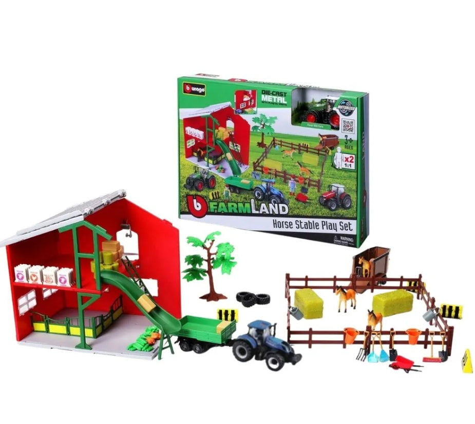 Set Farmland Playset Tractor Cu Calut Bb31682Albastru