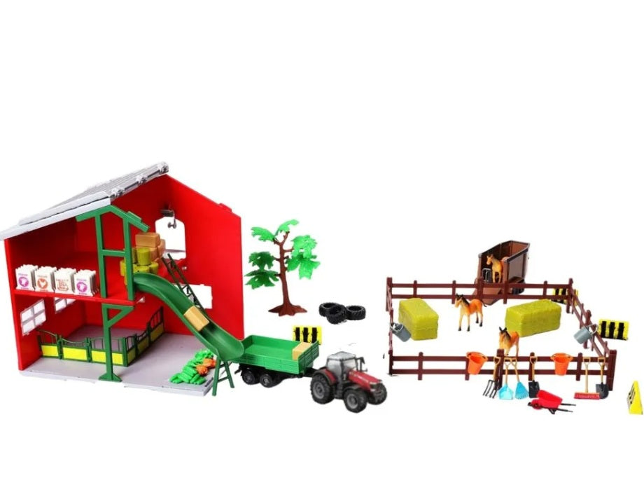 Set Farmland Playset Tractor Cu Calut Bb31682Rosu