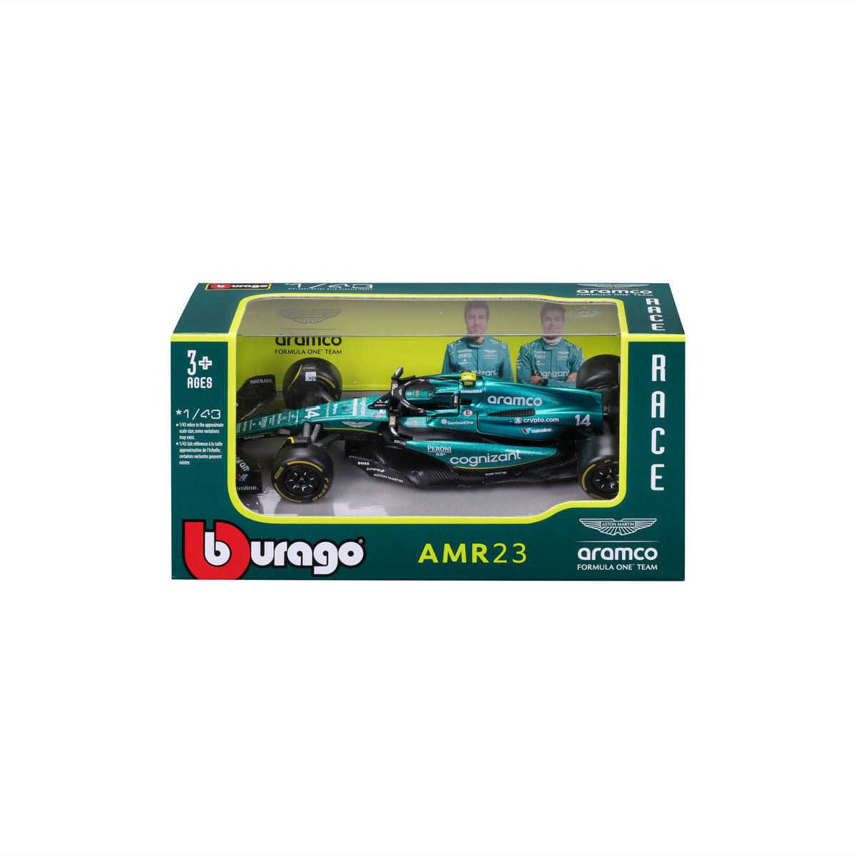 Bb38090/14 Macheta Bburago Formula 1 1/43 Race - Aston Martin Amr23 (2023) #14 Fernando Alonso