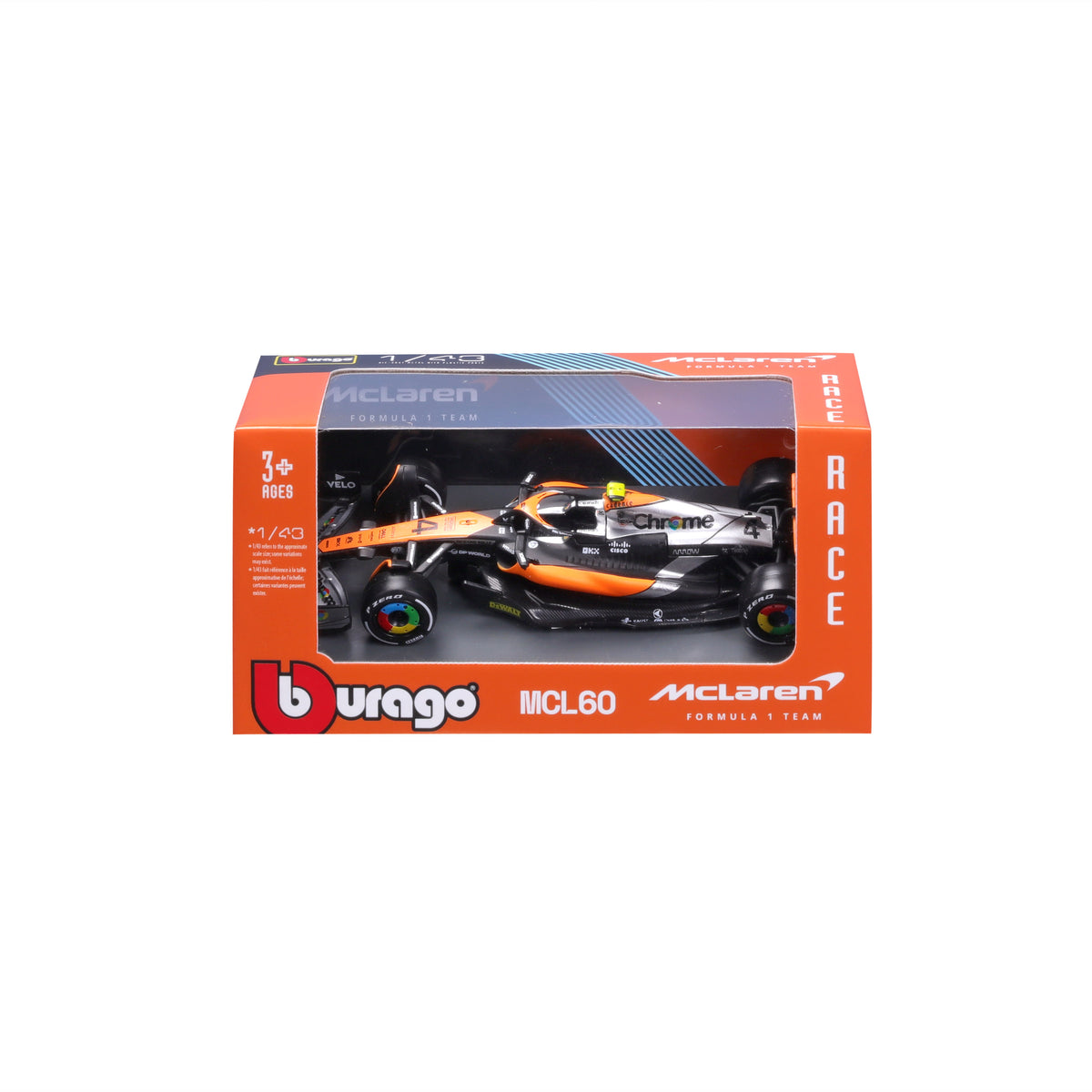 MACHETA BBURAGO FORMULA 1 1/43 RACE - McLaren F1 Team MCL60 (2023) #4 Lando Norris BB38087/4