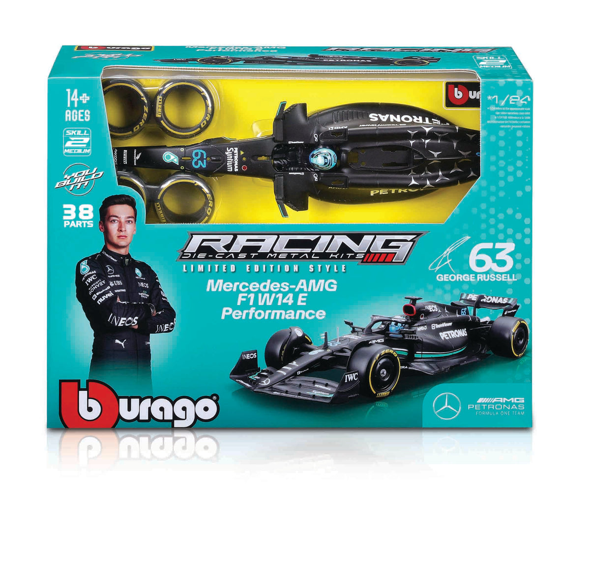 Macheta Bburago 1:24 Formula 1 Model Kit - Mercedes-Amg F1 W14 E Performance George Russell Bb28509