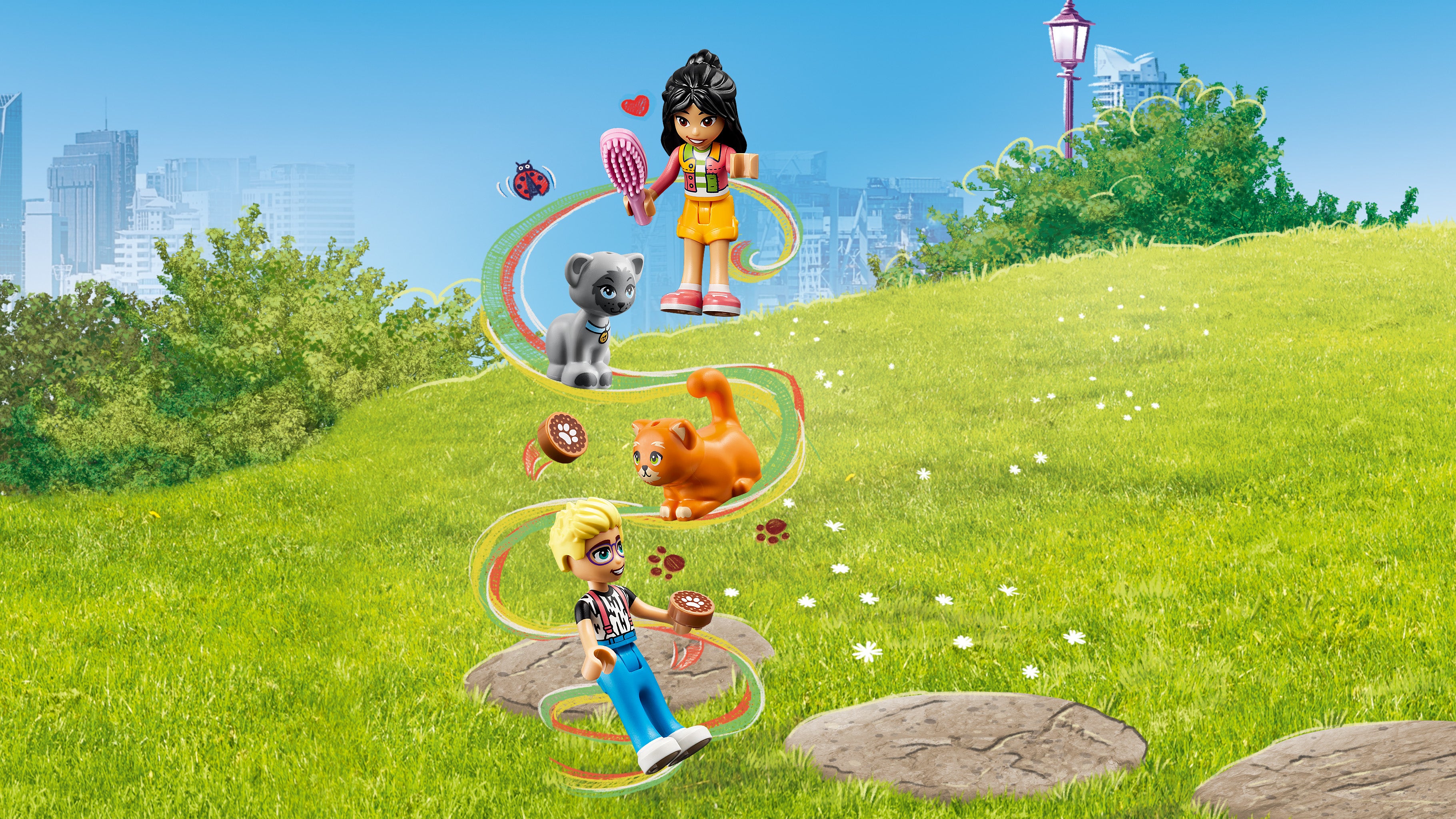 LEGO® Friends - Aventuri pe terenul de joaca pentru pisici 42612, 87 piese