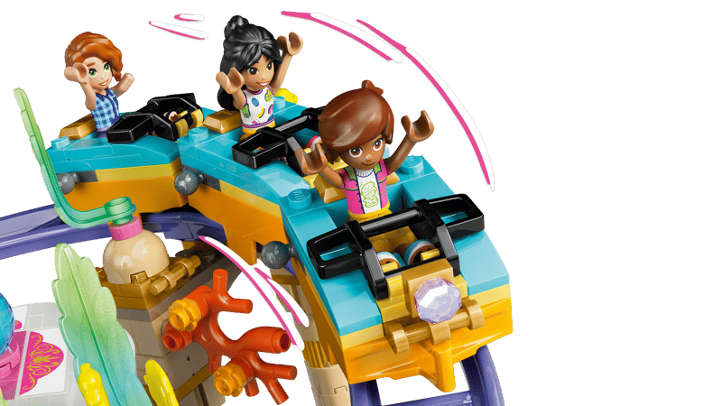 Set de constructie LEGO® Friends Roller-coaster cu sirene 42703, Jucarii pentru Copii, Jucarii pentru Fete si Baieti, Idee de Cadou pentru Copii, 864 piese