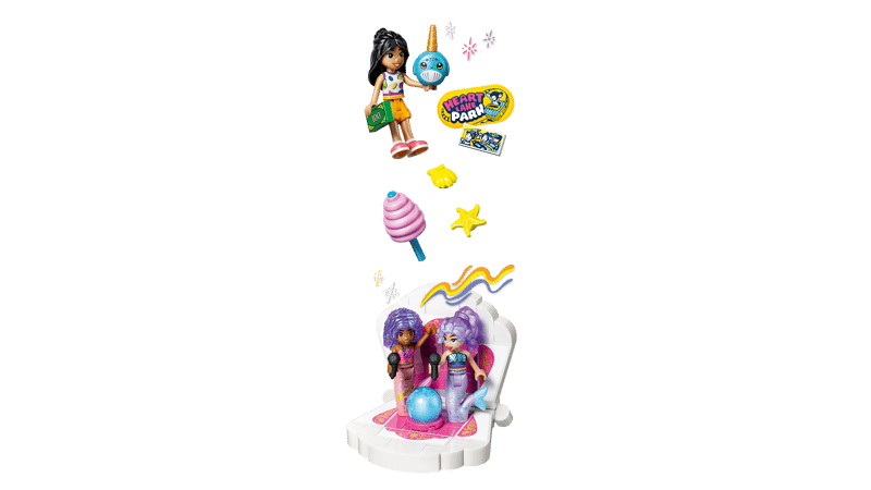 Set de constructie LEGO® Friends Roller-coaster cu sirene 42703, Jucarii pentru Copii, Jucarii pentru Fete si Baieti, Idee de Cadou pentru Copii, 864 piese