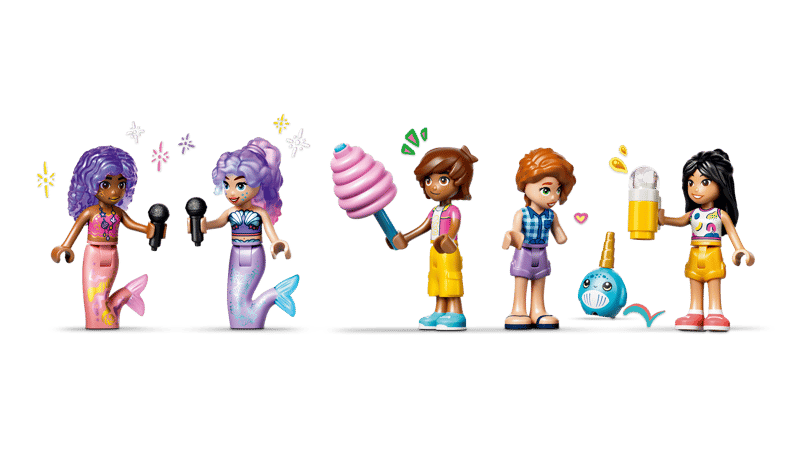 Set de constructie LEGO® Friends Roller-coaster cu sirene 42703, Jucarii pentru Copii, Jucarii pentru Fete si Baieti, Idee de Cadou pentru Copii, 864 piese