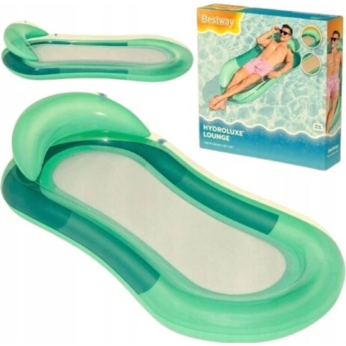 BESTWAY Saltea gonflabila pentru piscina Hydroluxe Bestway, 153x74 cm, inaltime 28 cm, PVC, verde BW43103