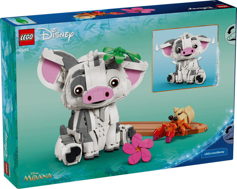 Set de constructie LEGO® | Disney Moana Pua Jucarie de constructie Decor cu purcelus 43292, Jucarii pentru Copii, Jucarii pentru Fete si Baieti, Idee de Cadou pentru Copii