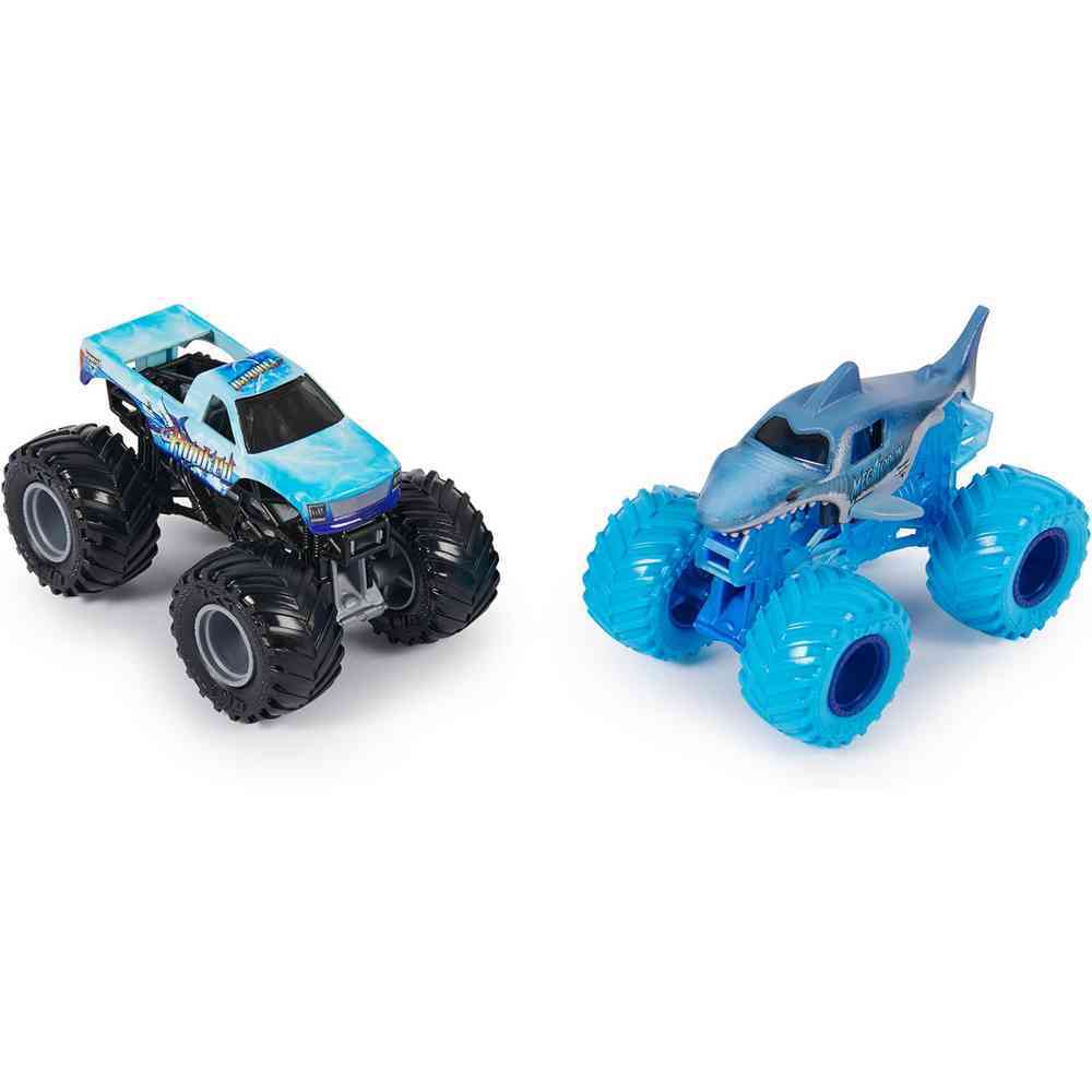 Set 2 masinute Monster Jam scara 1/16, Megalodon vs Hooked, SPM6064128-20144319