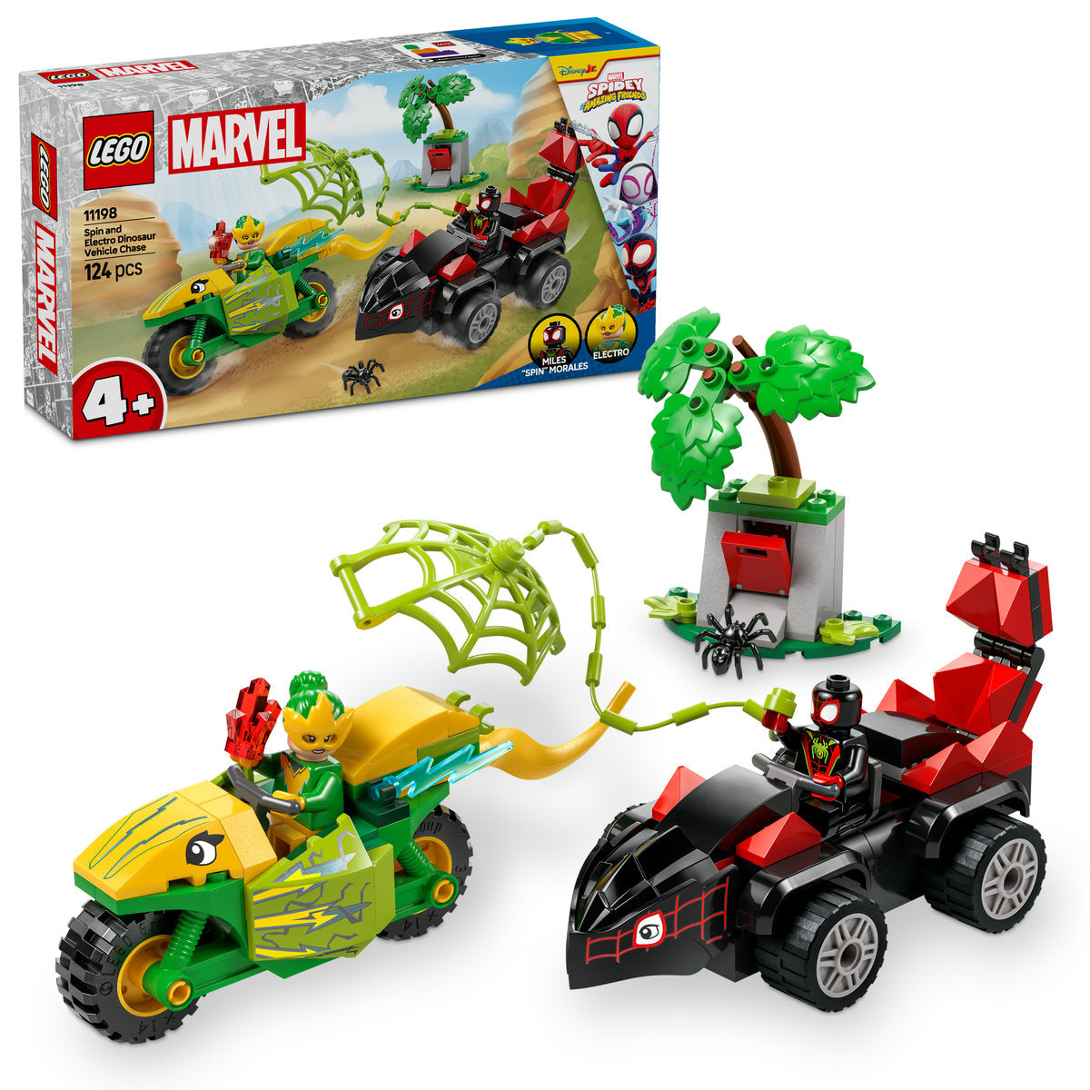 LEGO® Marvel Spin Și Electro Într-O Urmărire Cu Dino-Vehicule