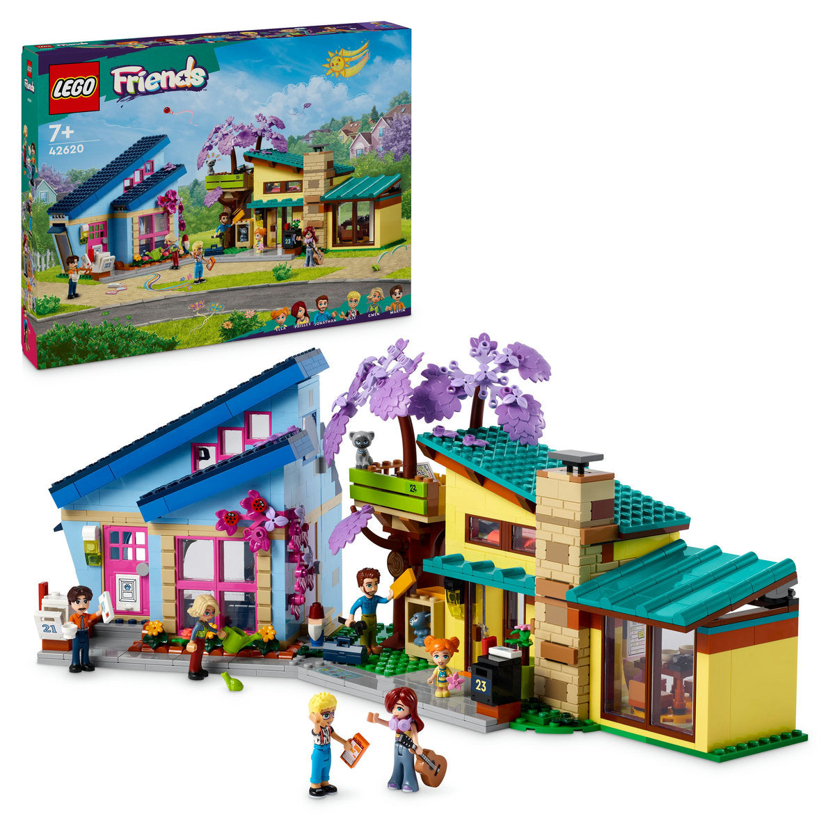 LEGO® Friends - Casele familiale ale lui Olly si Paisley 42620, 1126 piese