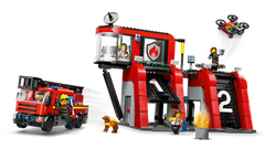 LEGO® City - Statie si camion de pompieri 60414, 843 piese