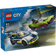 LEGO® City - Urmarire cu masina de politie si masina puternica 60415, 213 piese