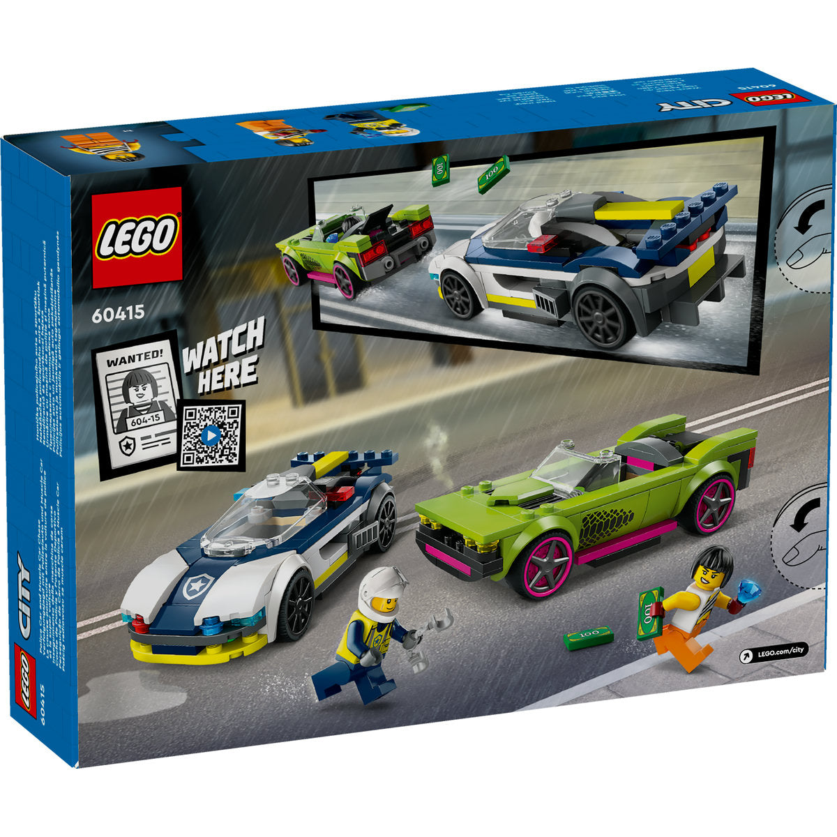 LEGO® City - Urmarire cu masina de politie si masina puternica 60415, 213 piese