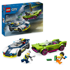 LEGO® City - Urmarire cu masina de politie si masina puternica 60415, 213 piese