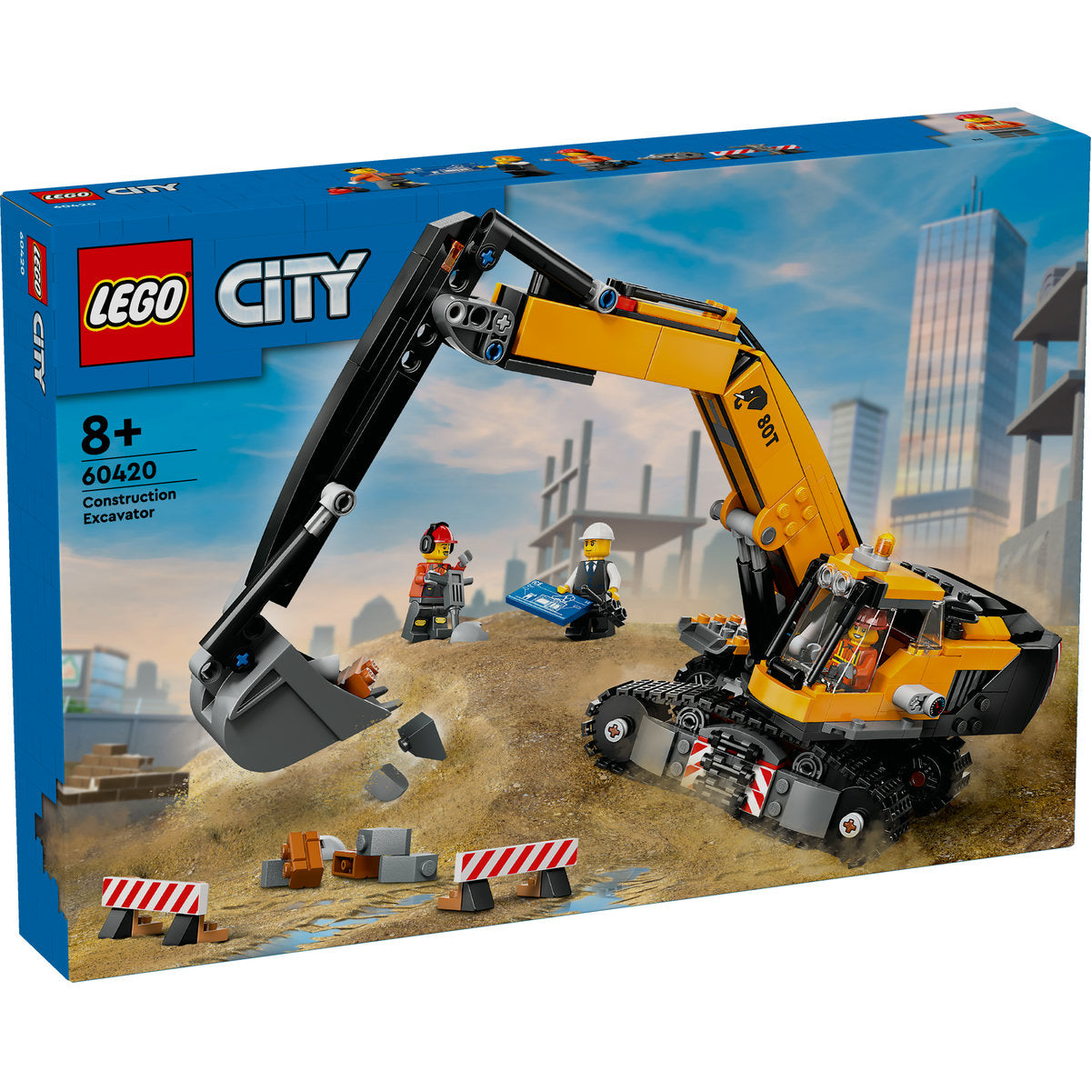 LEGO® City - Excavator galben de constructii 60420, 633 piese
