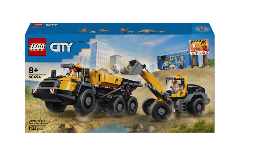 Set de constructie LEGO® City Camion basculant si incarcator frontal 60494, Jucarii pentru Copii, Jucarii pentru Baieti si Fete, Idee de Cadou pentru Copii
