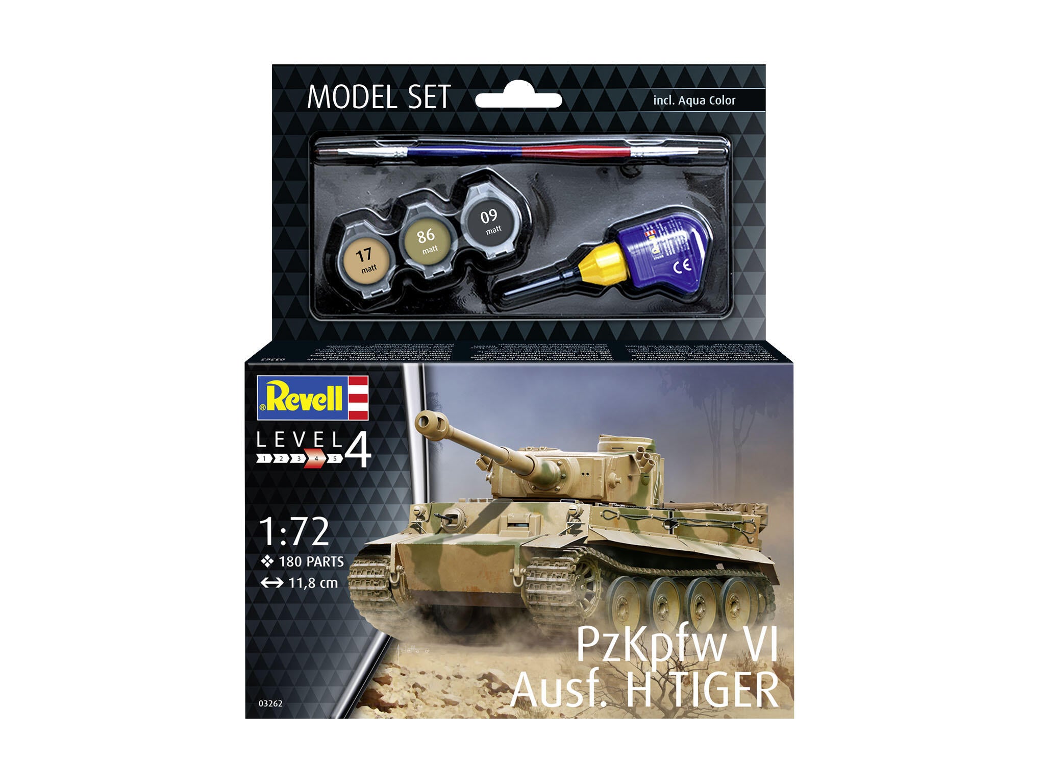 Set Macheta Revell Vehicul Militar Pzkpfw Vi Ausf. H Tiger Scara 1:72 Rev63262