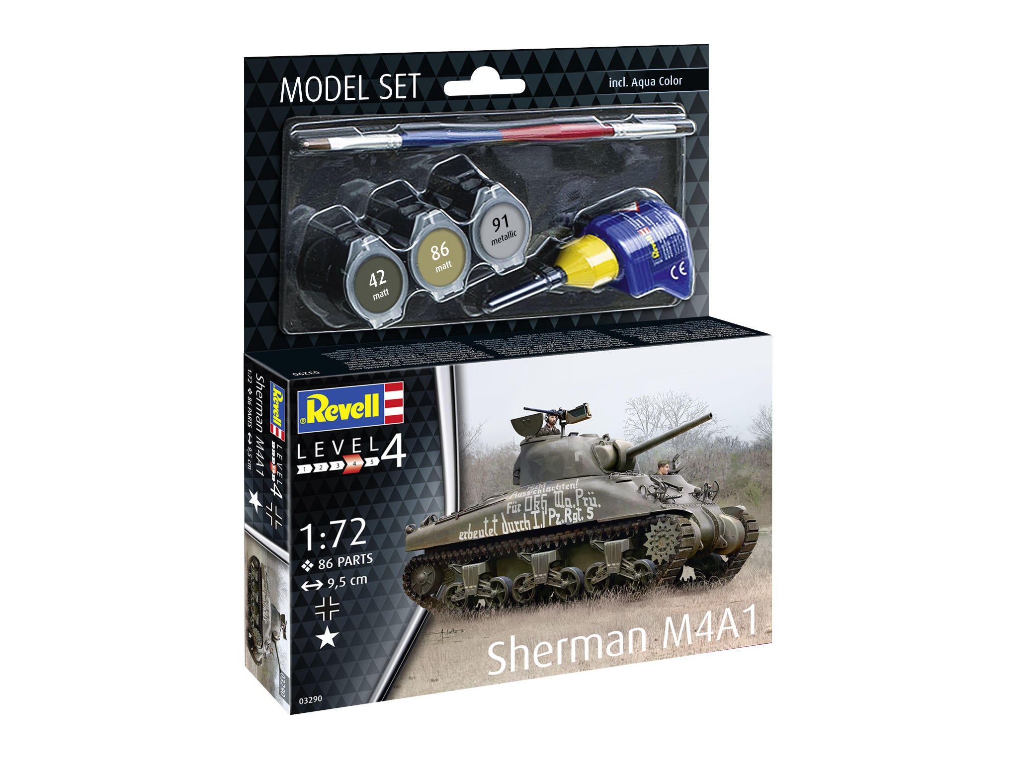Set Macheta Revell Vehicul Militar Sherman M4A1 Scara 1:72Rev63290