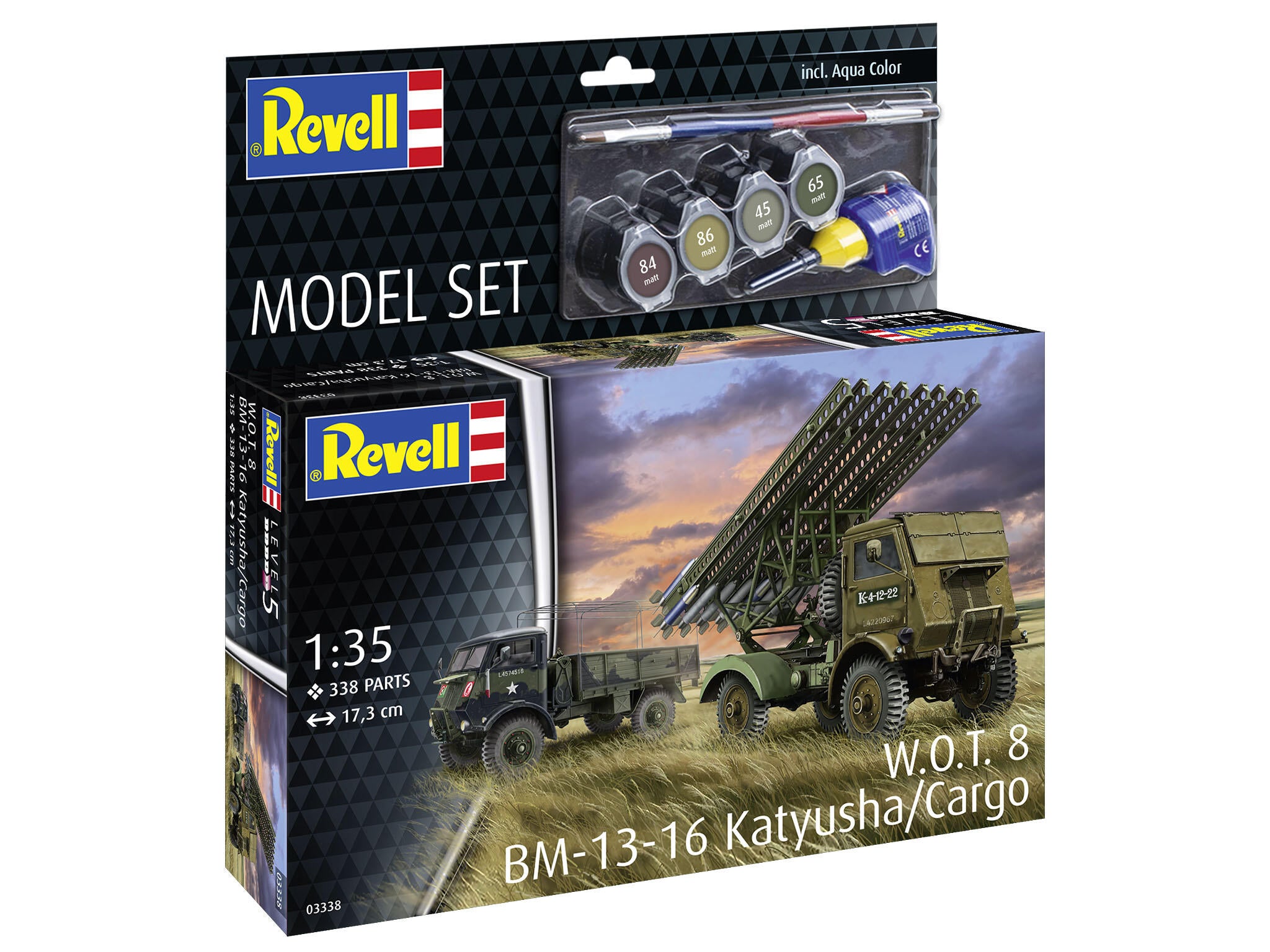Set Macheta Revell Vehicul Militar W.O.T. 8 Bm-13-16 Katiusa/Cargo Scara 1:35 Rev63338