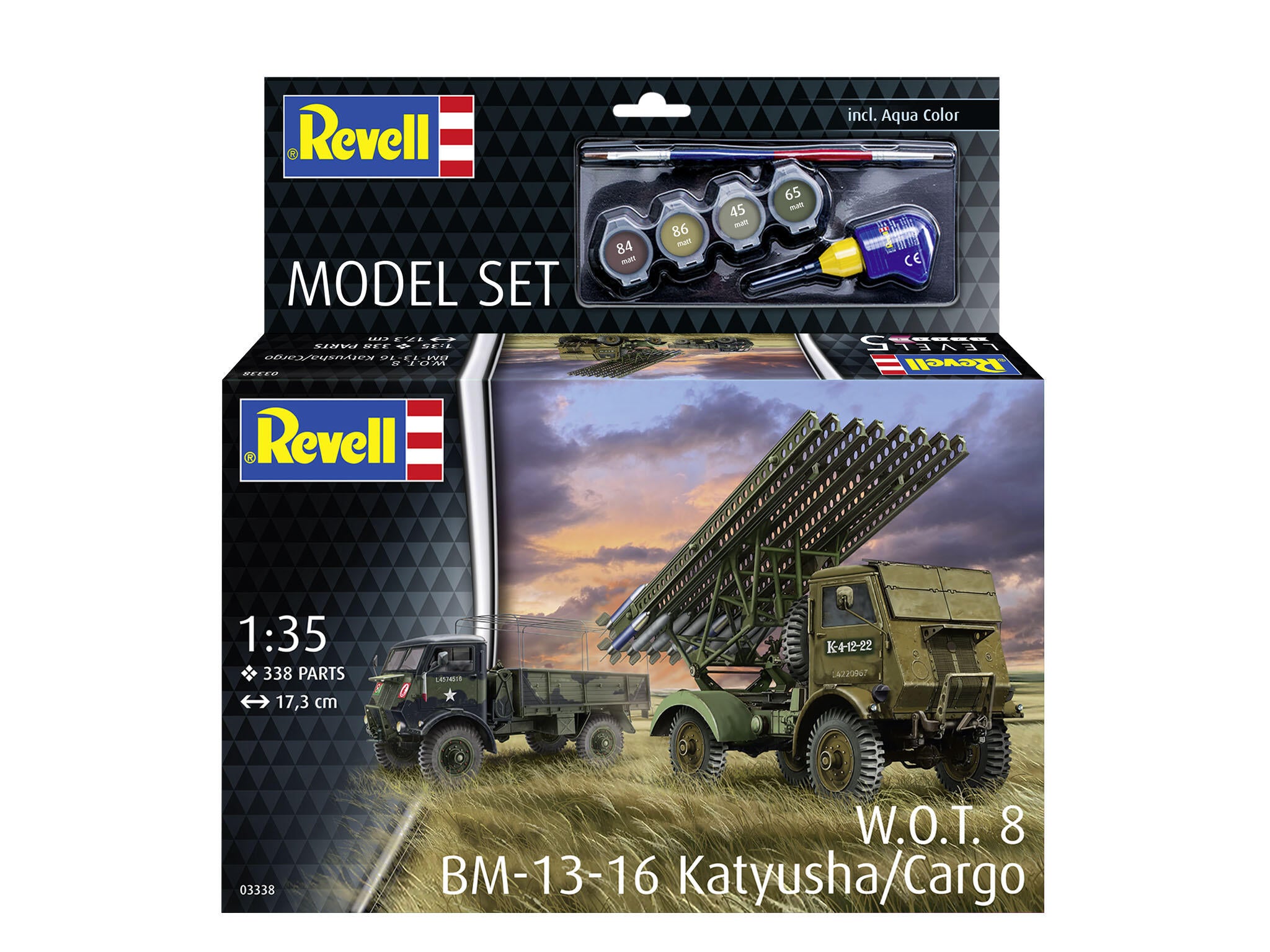 Set Macheta Revell Vehicul Militar W.O.T. 8 Bm-13-16 Katiusa/Cargo Scara 1:35 Rev63338